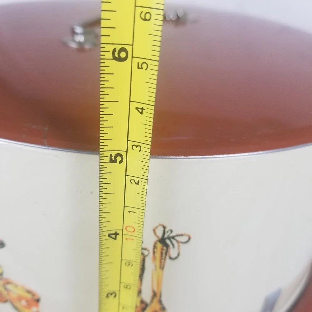 Decorware Metal Cake Carrier Vintage Round Orange Cream Tin Retro Kitchen Good